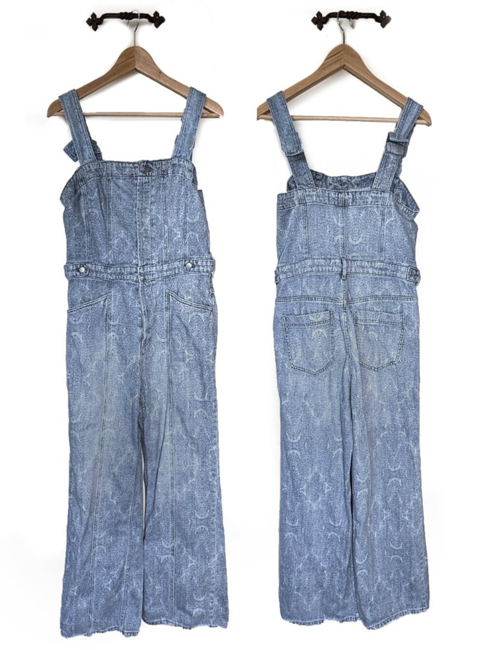 We the Free Denim Paisley Print Overalls
